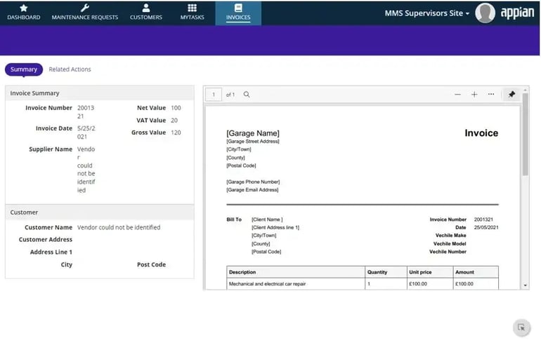 supervisor invoices